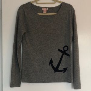 Grey cashmere sweater with anchor